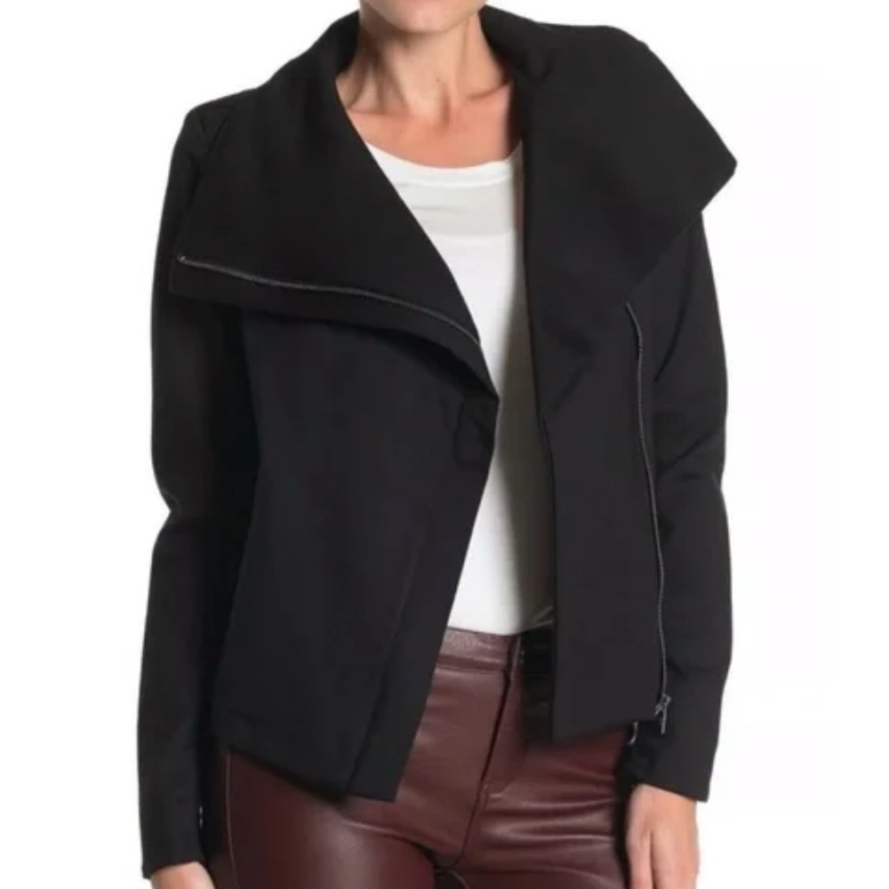 Blank NYC Black Shawl Collar Ponte Moto Jacket